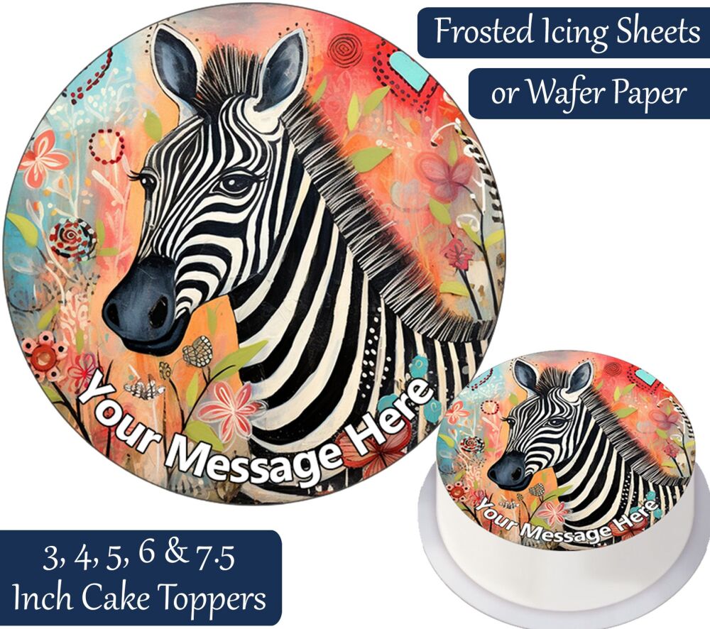 Zebra Cartoon Personalised Cake Topper