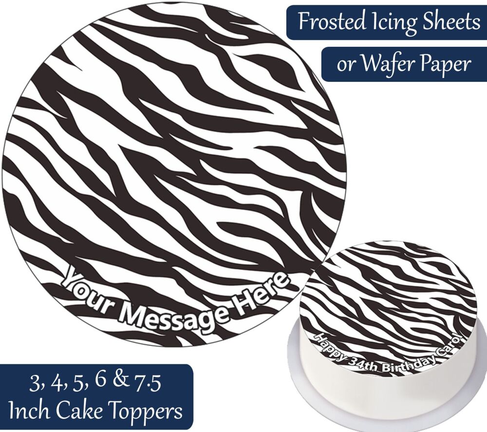 Zebra Print Personalised Cake Topper