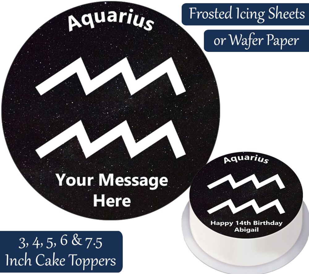 Zodiac Aquarius Personalised Cake Topper
