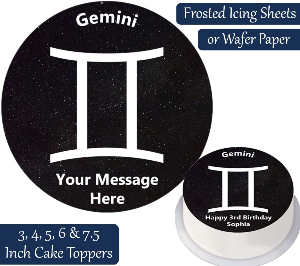Zodiac Gemini Personalised Cake Topper
