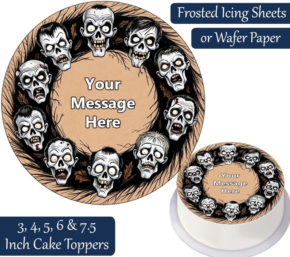 Zombie Head Wreath Personalised Cake Topper