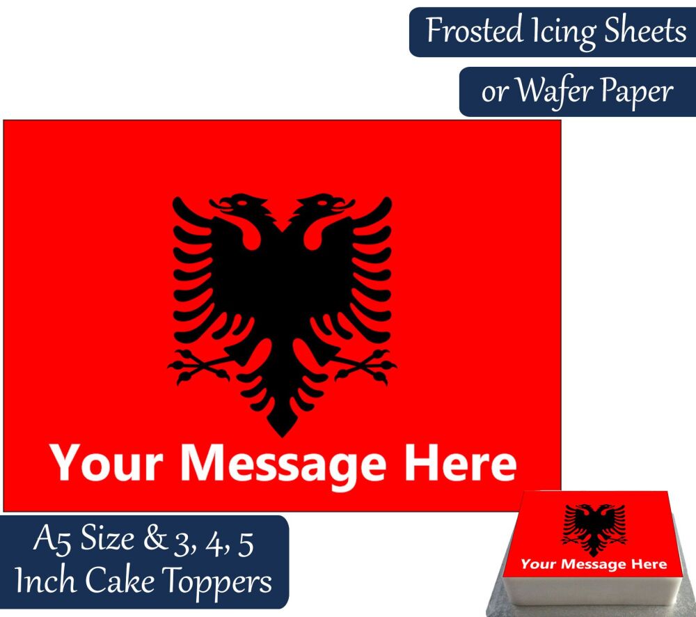 Albania Flag A5 Rectangular Personalised Cake Topper