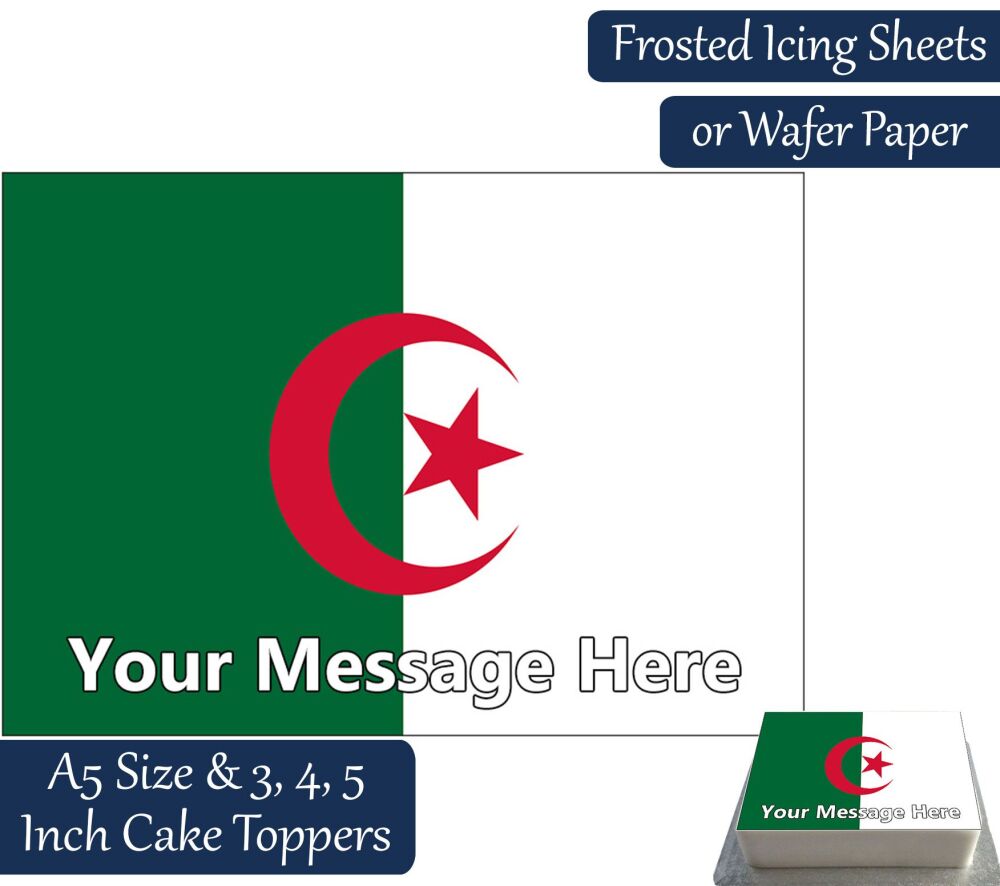 Algeria Flag A5 Rectangular Personalised Cake Topper