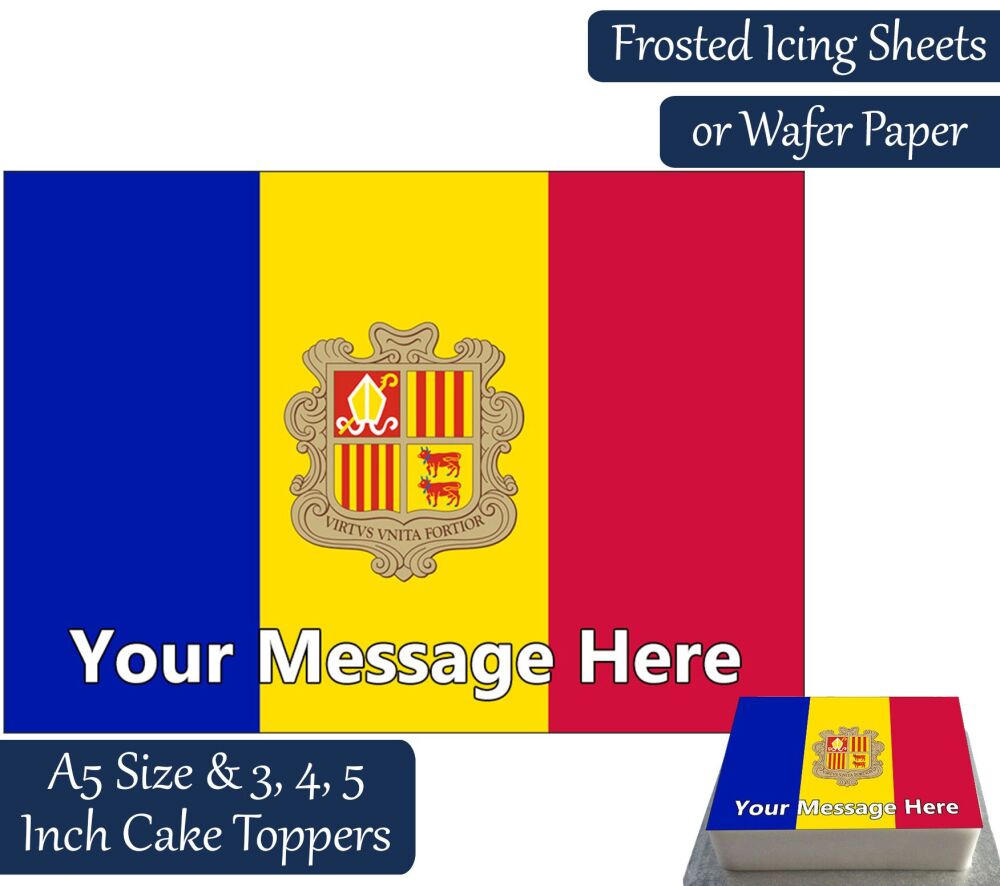 Andorra Flag A5 Rectangular Personalised Cake Topper