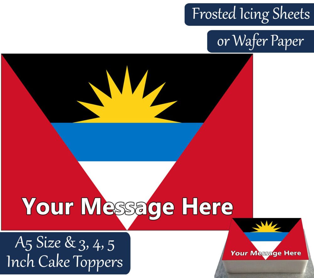 Antigua Barbuda Flag A5 Rectangular Personalised Cake Topper