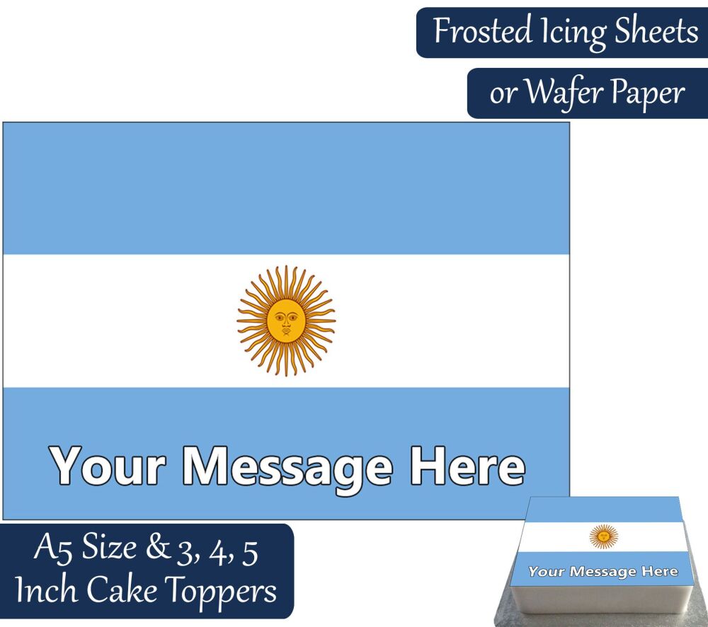Argentina Flag A5 Rectangular Personalised Cake Topper