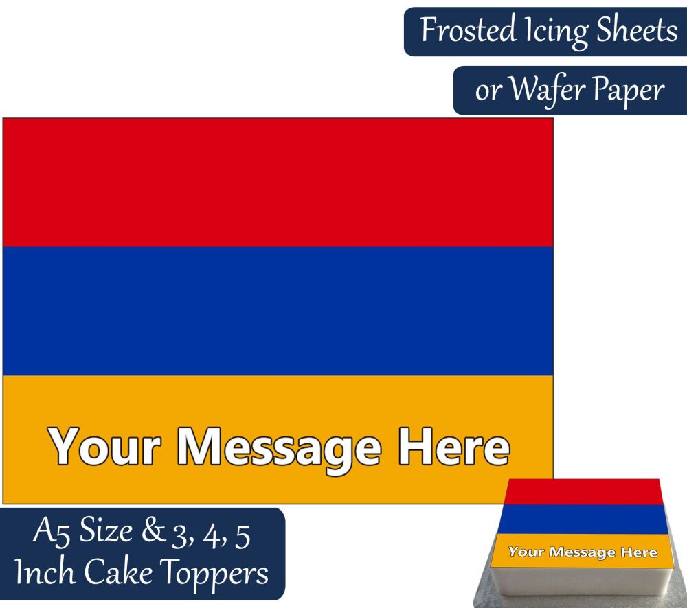 Armenia Flag A5 Rectangular Personalised Cake Topper