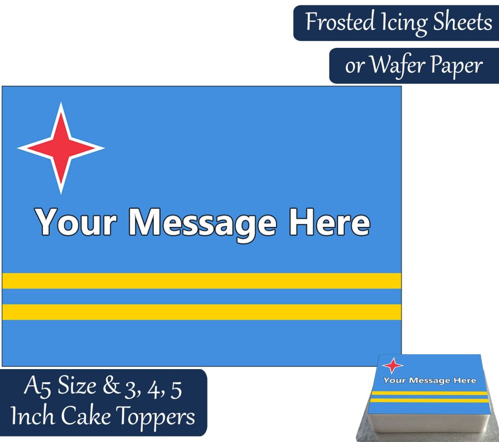 Aruba Flag A5 Rectangular Personalised Cake Topper