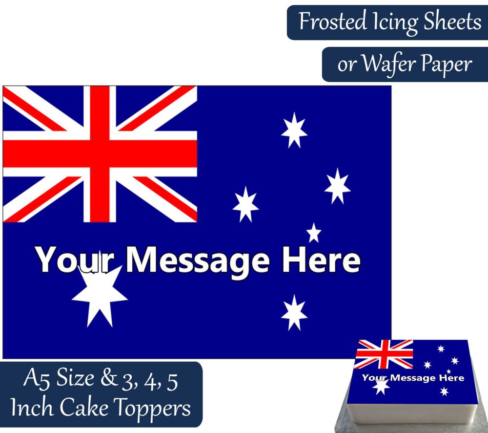 Australia Flag A5 Rectangular Personalised Cake Topper