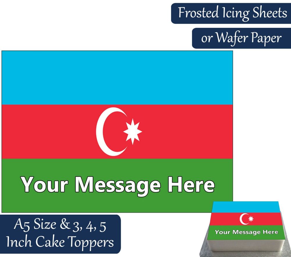 Azerbaijan Flag A5 Rectangular Personalised Cake Topper