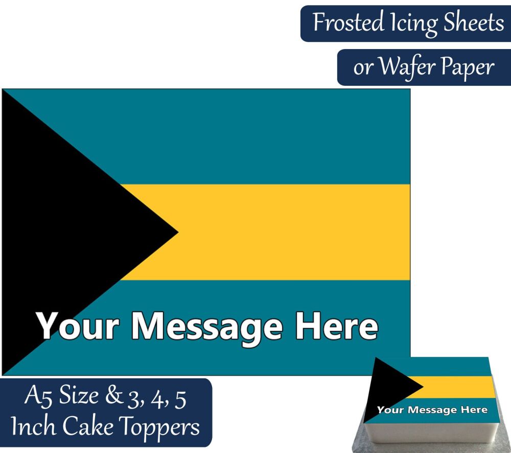 Bahamas Flag A5 Rectangular Personalised Cake Topper