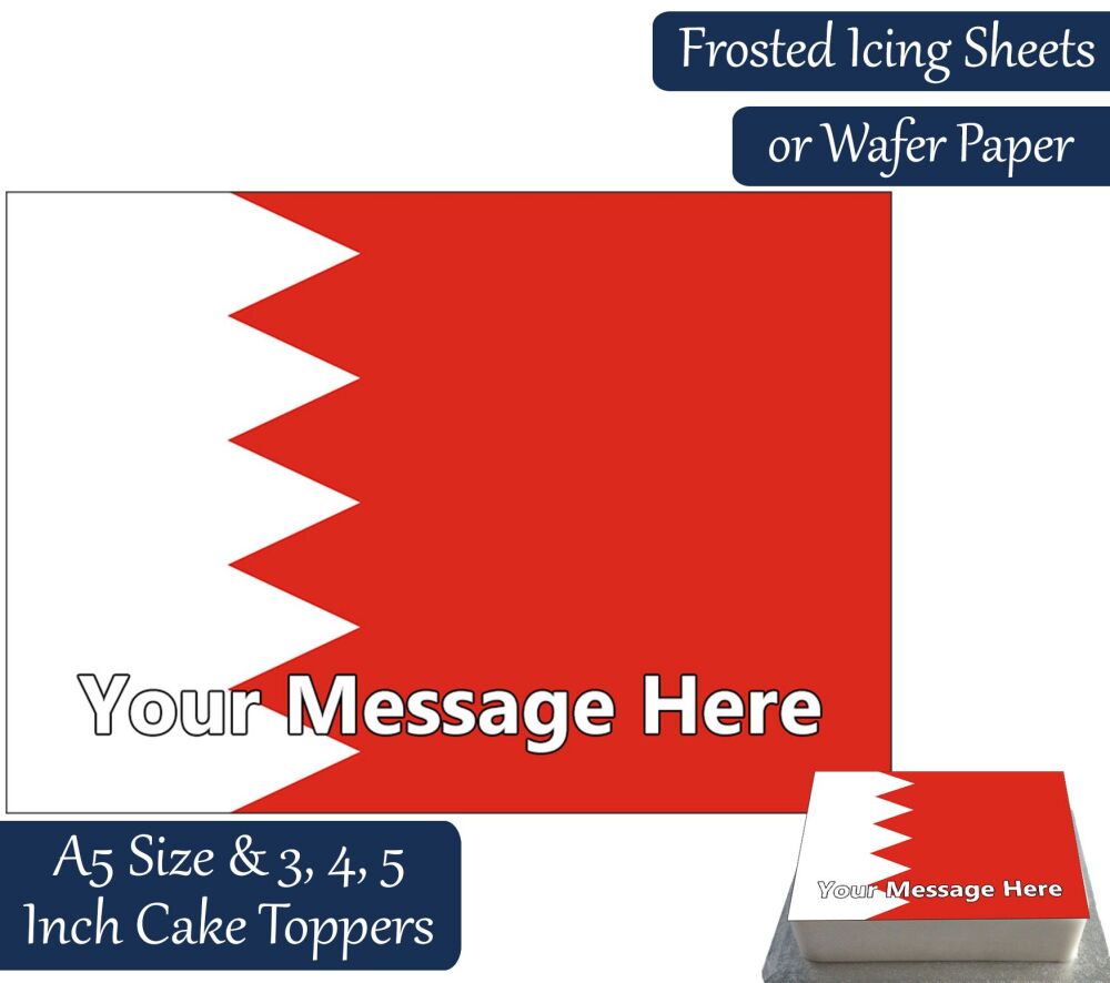 Bahrain Flag A5 Rectangular Personalised Cake Topper