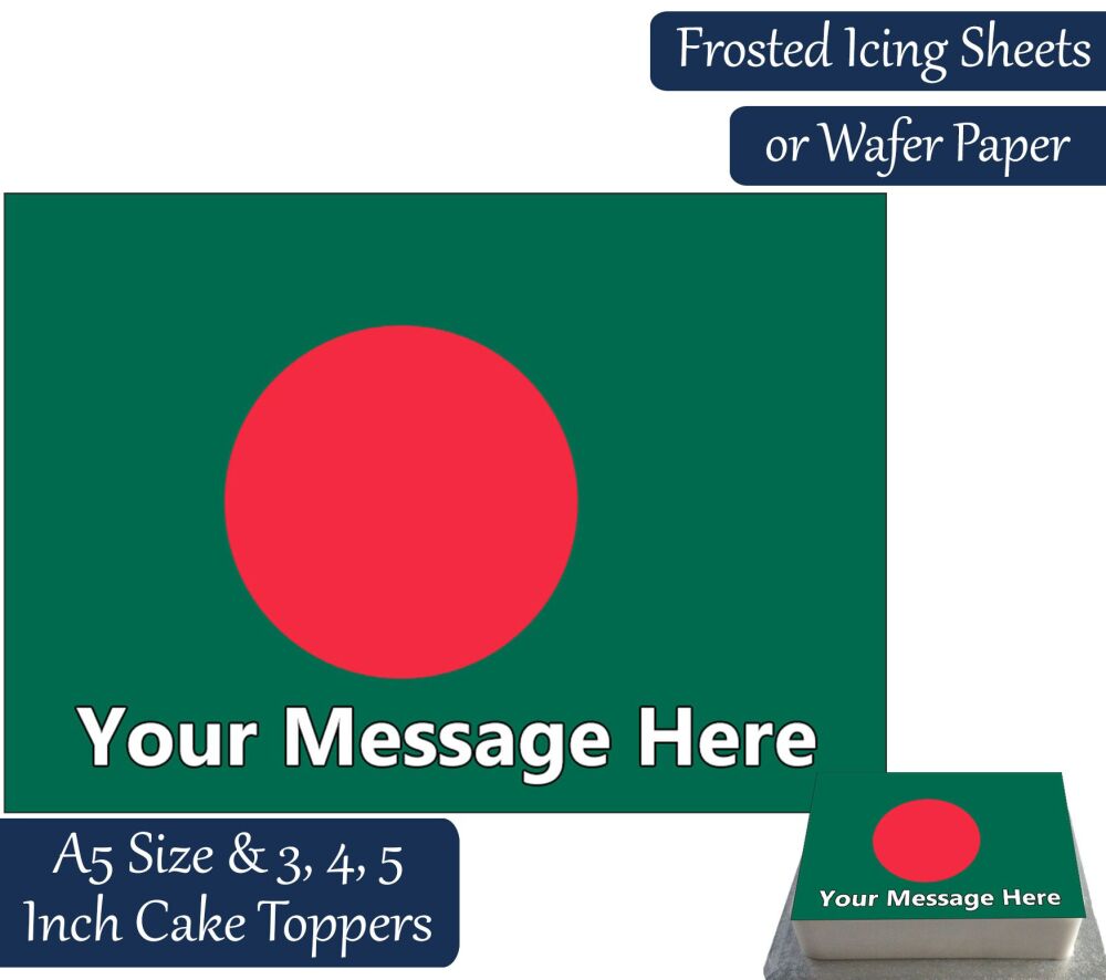 Bangladesh Flag A5 Rectangular Personalised Cake Topper