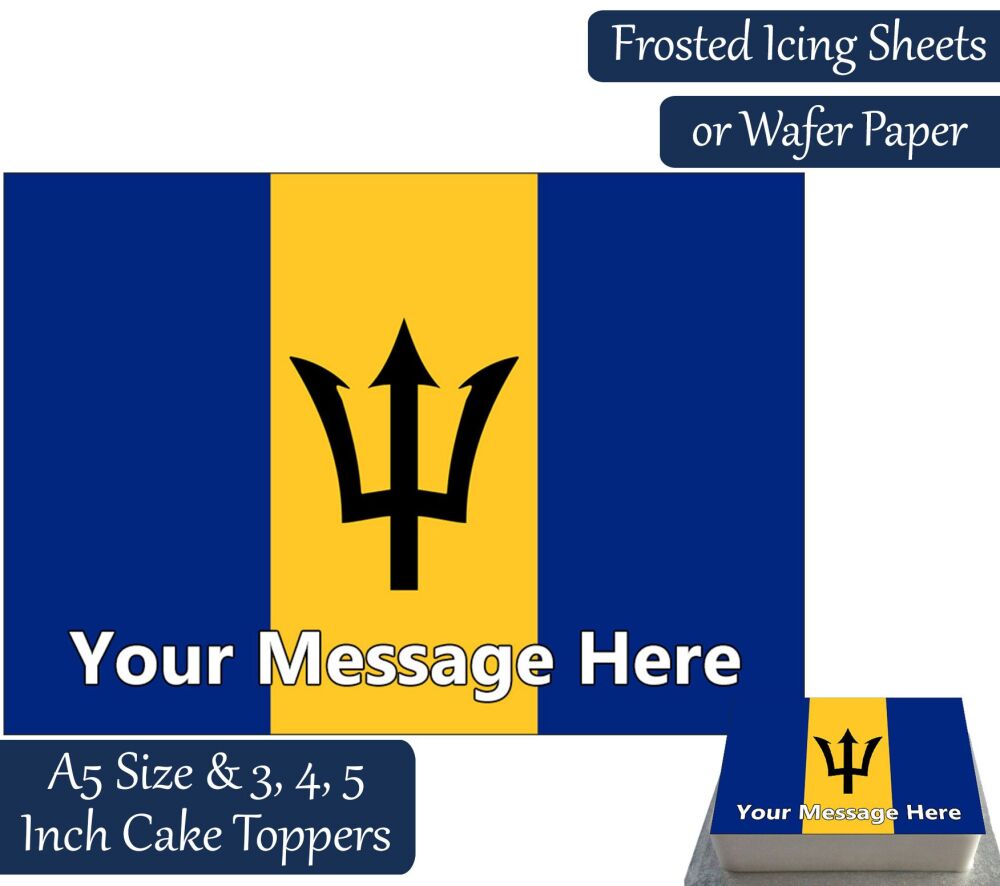 Barbados Flag A5 Rectangular Personalised Cake Topper