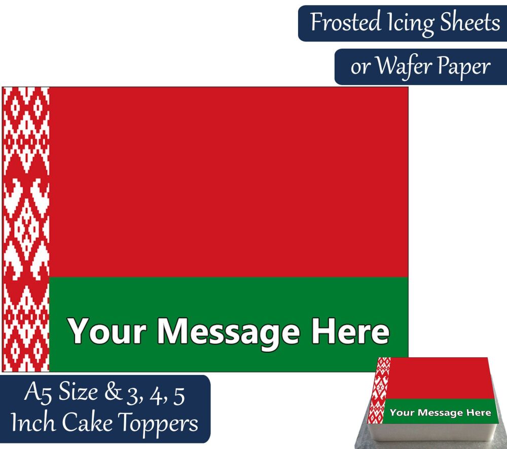 Belarus Flag A5 Rectangular Personalised Cake Topper