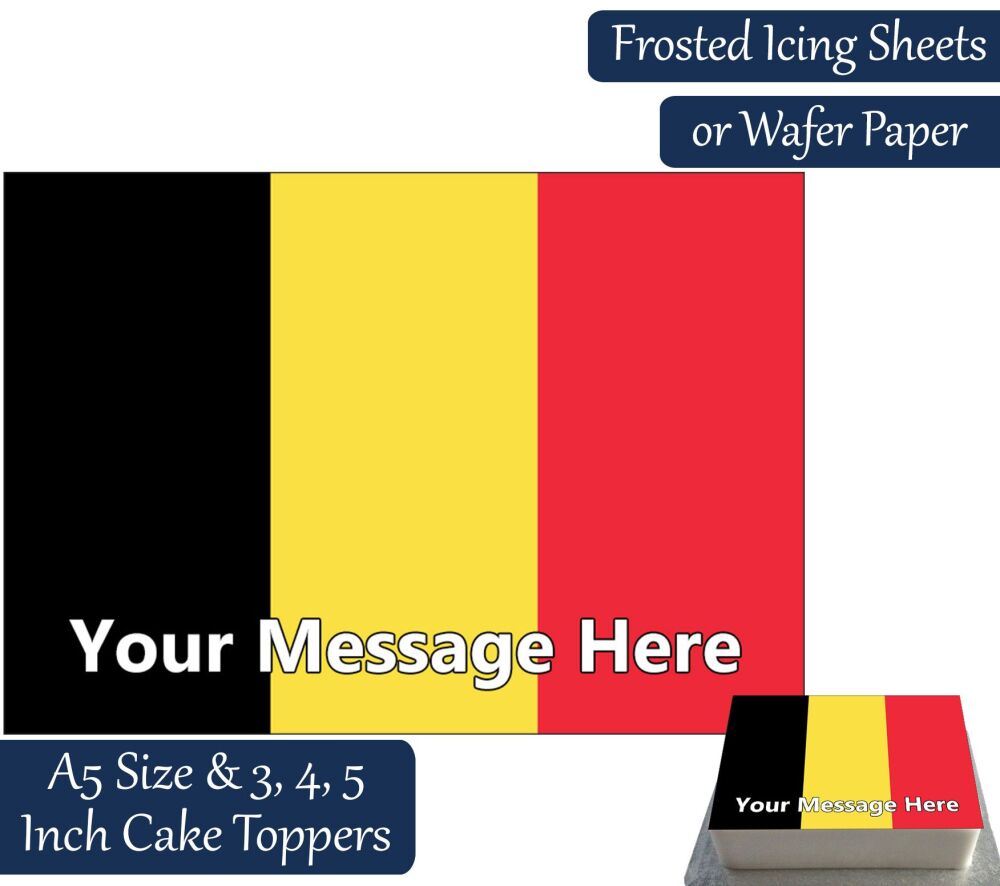Belgium Flag A5 Rectangular Personalised Cake Topper