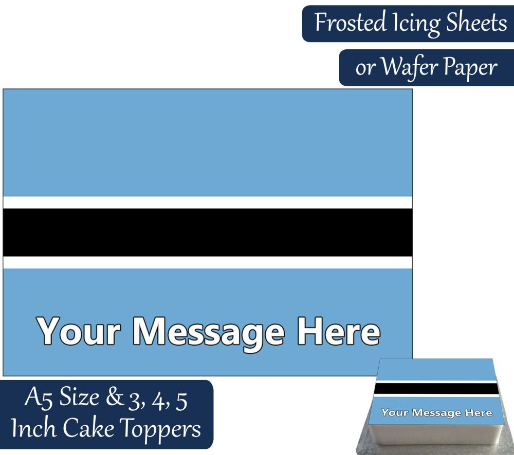 Botswana Flag A5 Rectangular Personalised Cake Topper