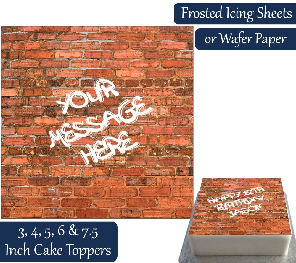 Brick Wall Square Personalised Cake Topper