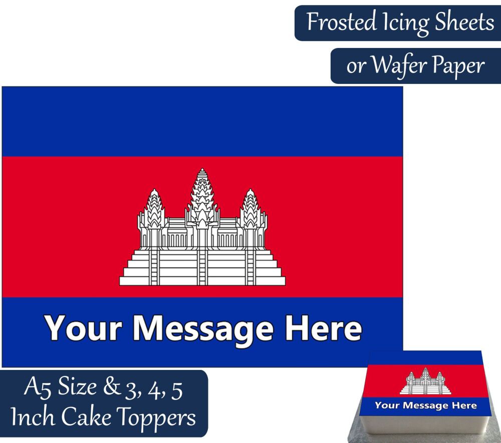 Cambodia Flag A5 Rectangular Personalised Cake Topper