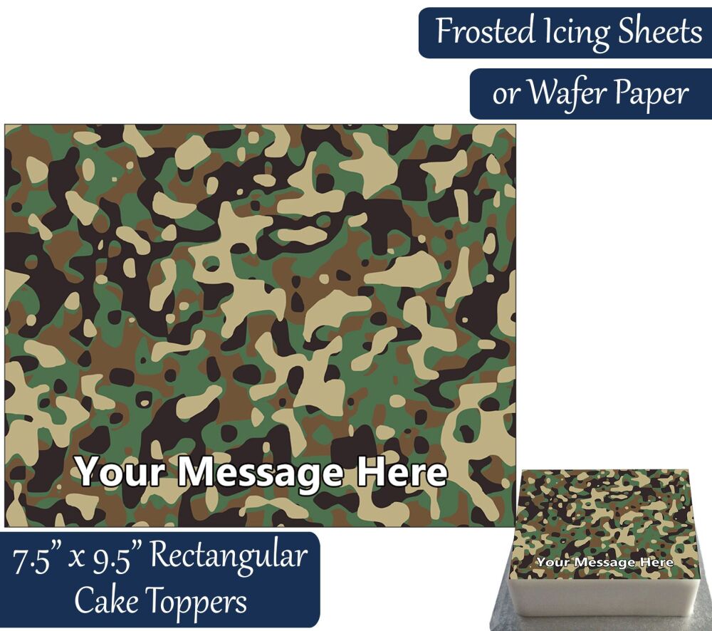 Camouflage Print Rectangular Cake Topper