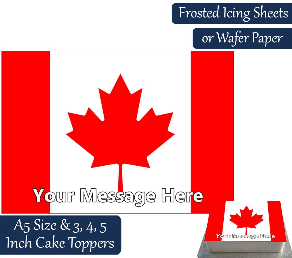 Canada Flag A5 Rectangular Personalised Cake Topper