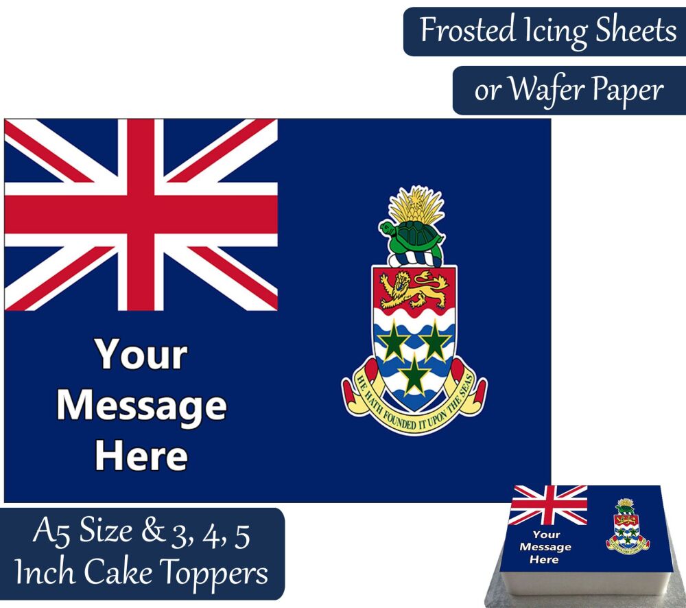 Cayman Islands Flag A5 Rectangular Personalised Cake Topper