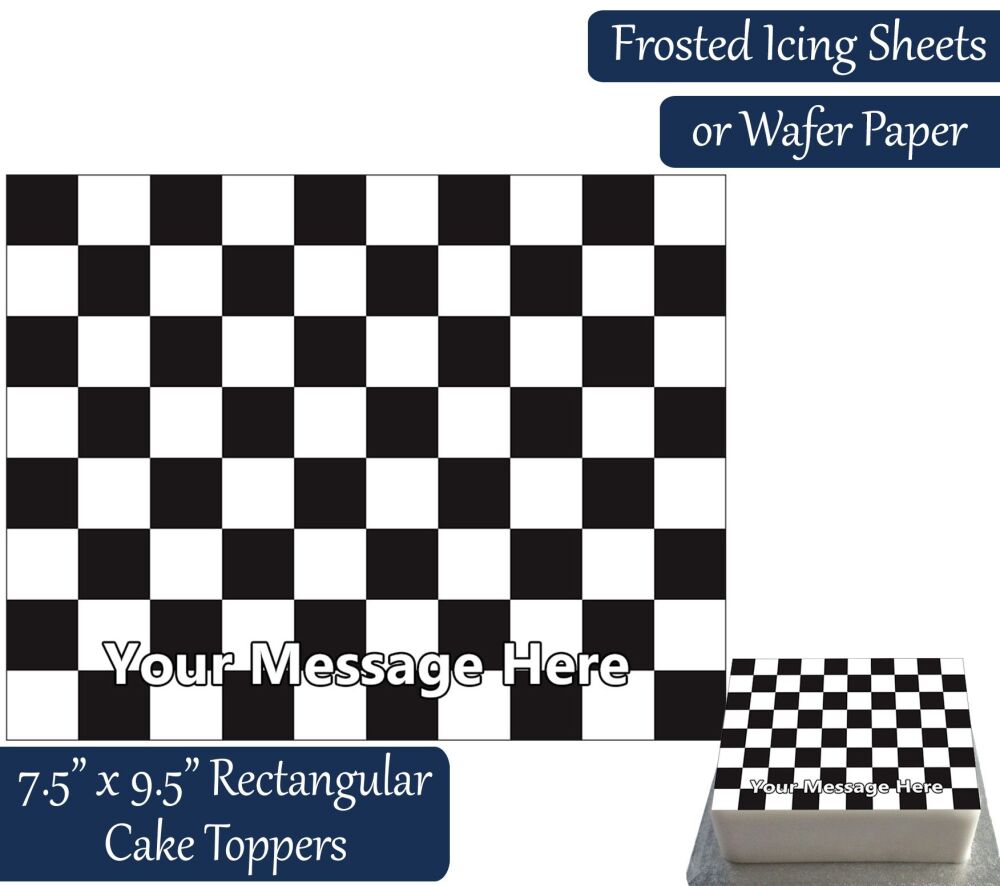 Checkered Pattern Rectangular Cake Topper
