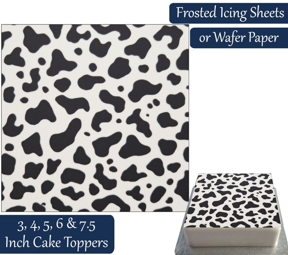 Cow Print Square Personalised Cake Topper