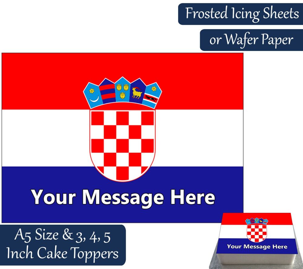 Croatia Flag A5 Rectangular Personalised Cake Topper