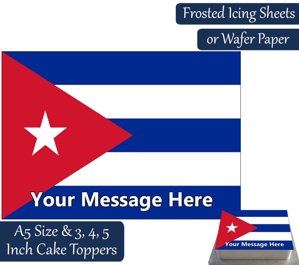 Cuba Flag A5 Rectangular Personalised Cake Topper