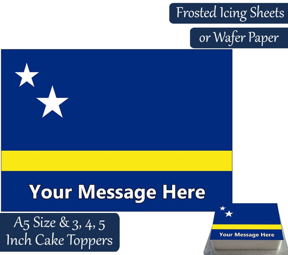 Curacao Flag A5 Rectangular Personalised Cake Topper