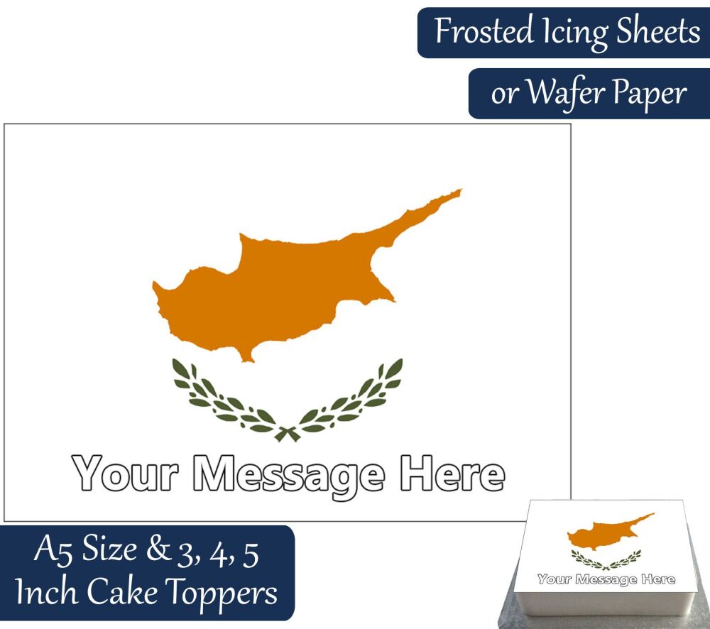 Cyprus Flag A5 Rectangular Personalised Cake Topper