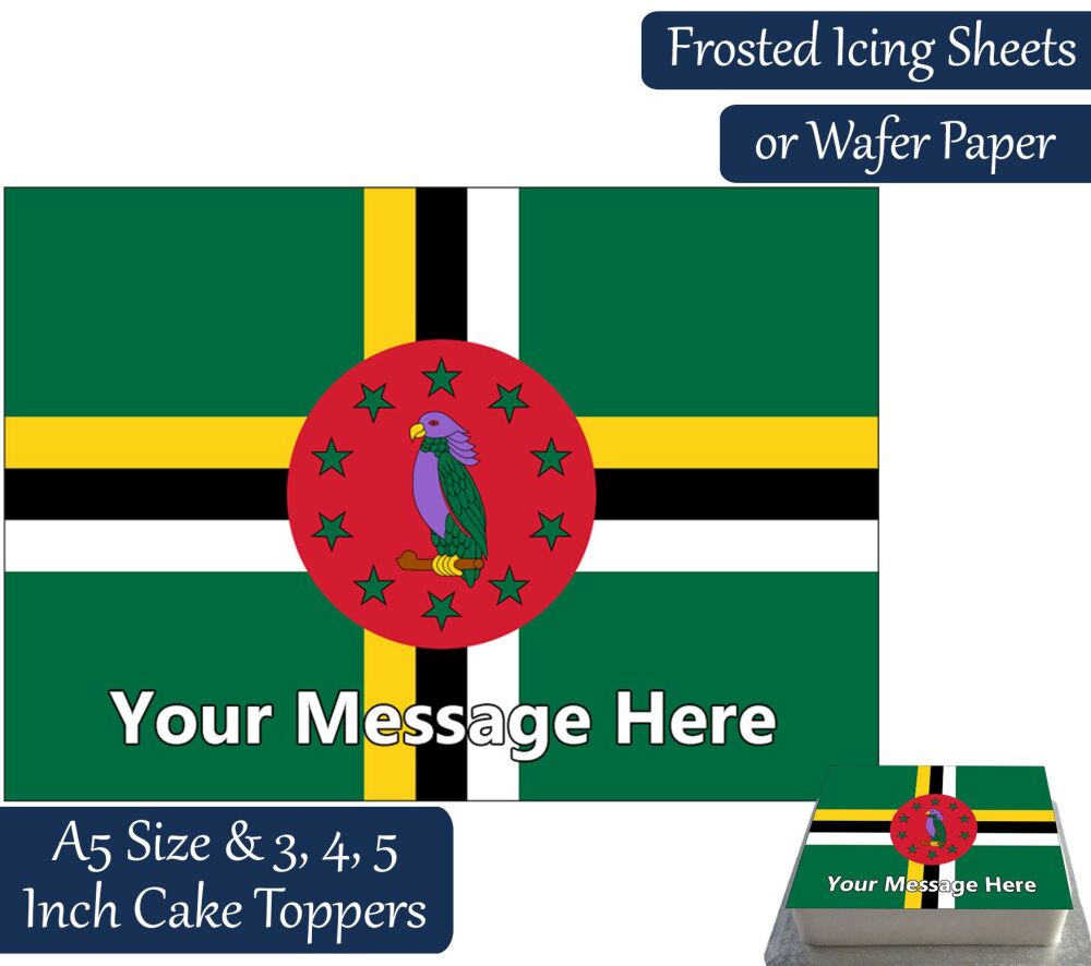 Dominica Flag A5 Rectangular Personalised Cake Topper