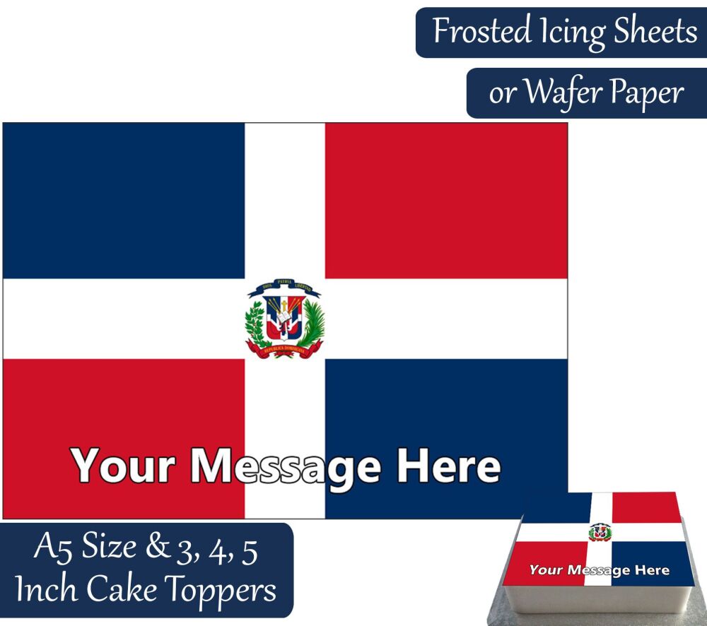 Dominican Republic Flag A5 Rectangular Personalised Cake Topper