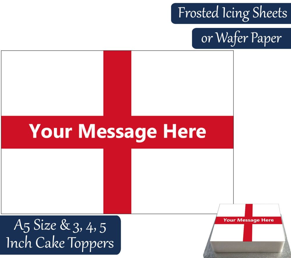 England Flag A5 Rectangular Personalised Cake Topper