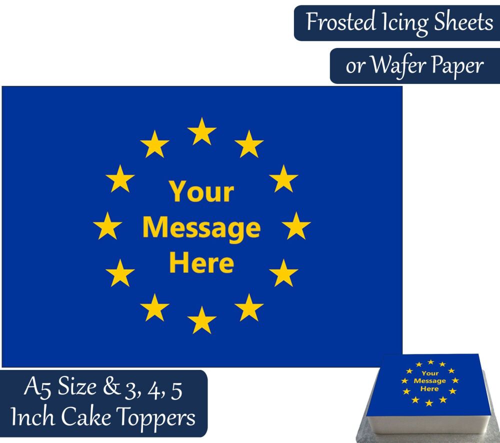 EU European Union Flag A5 Rectangular Personalised Cake Topper