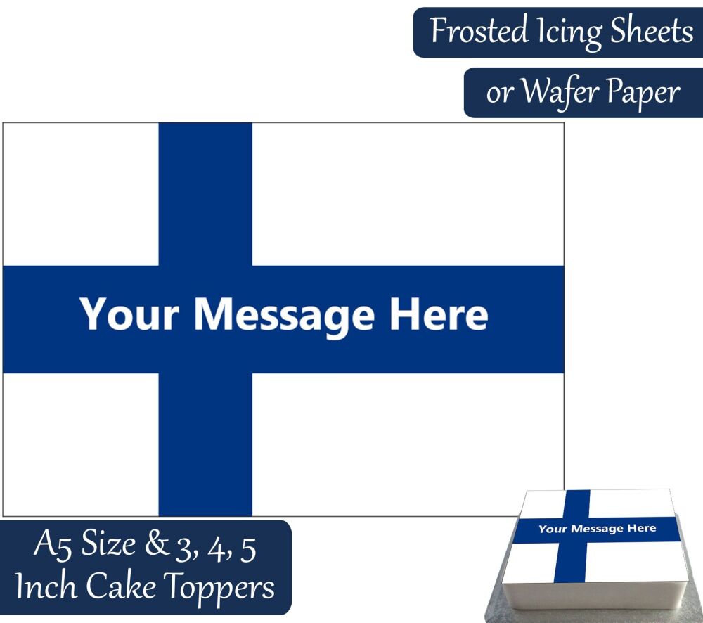 Finland Flag A5 Rectangular Personalised Cake Topper