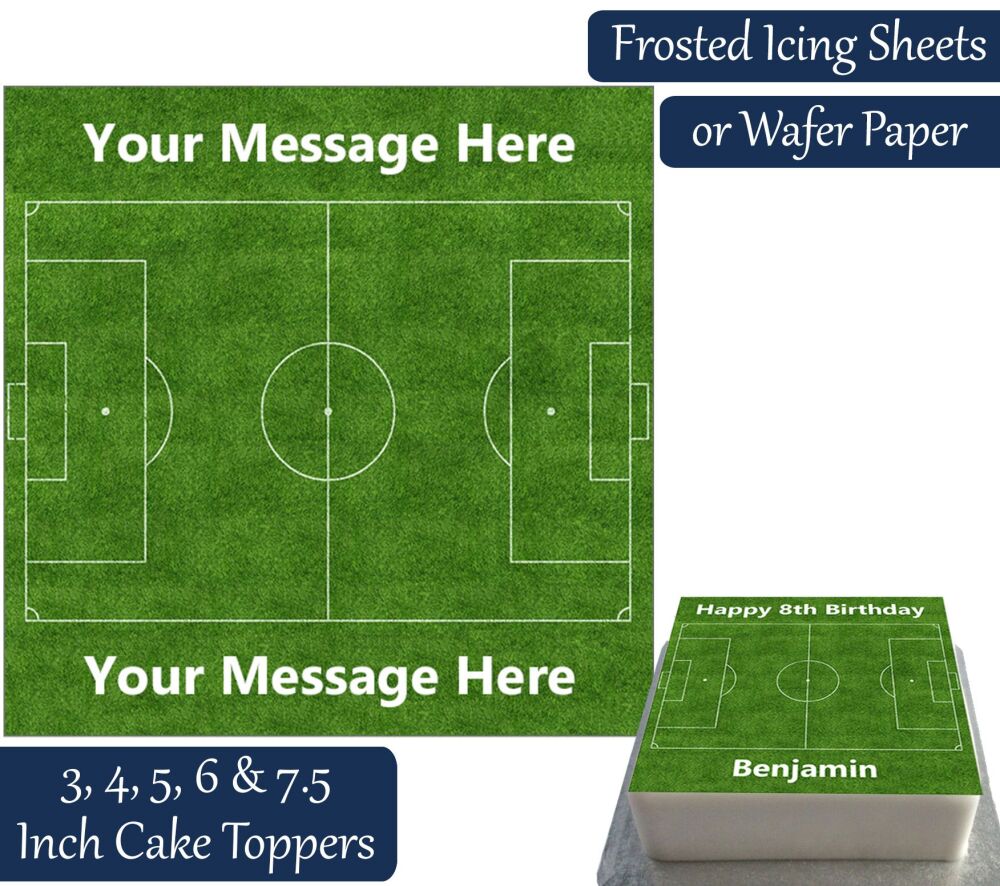 Football Pitch Square Personalised Cake Topper