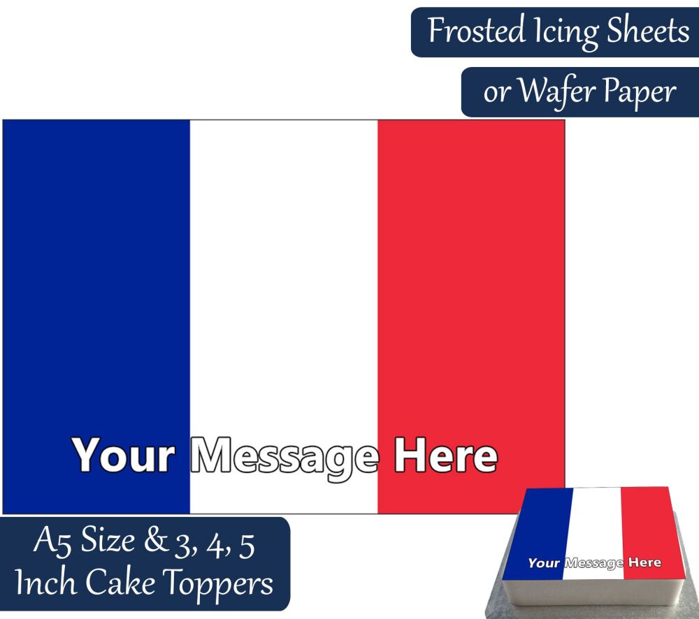 France Flag A5 Rectangular Personalised Cake Topper