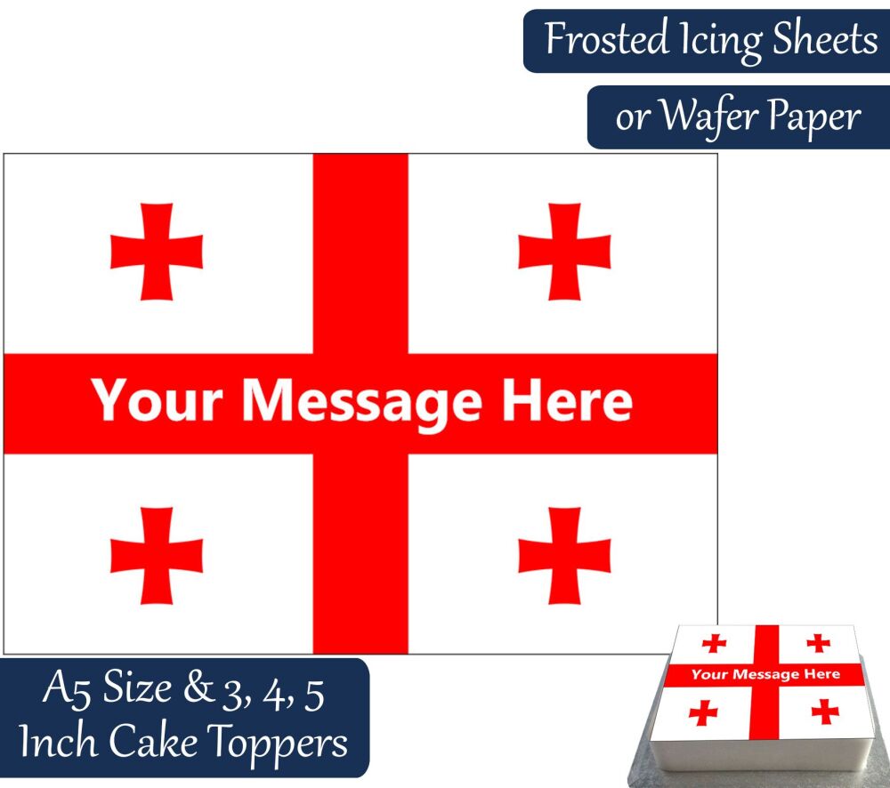Georgia Flag A5 Rectangular Personalised Cake Topper