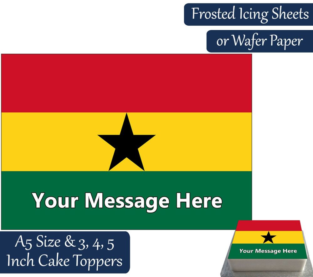 Ghana Flag A5 Rectangular Personalised Cake Topper