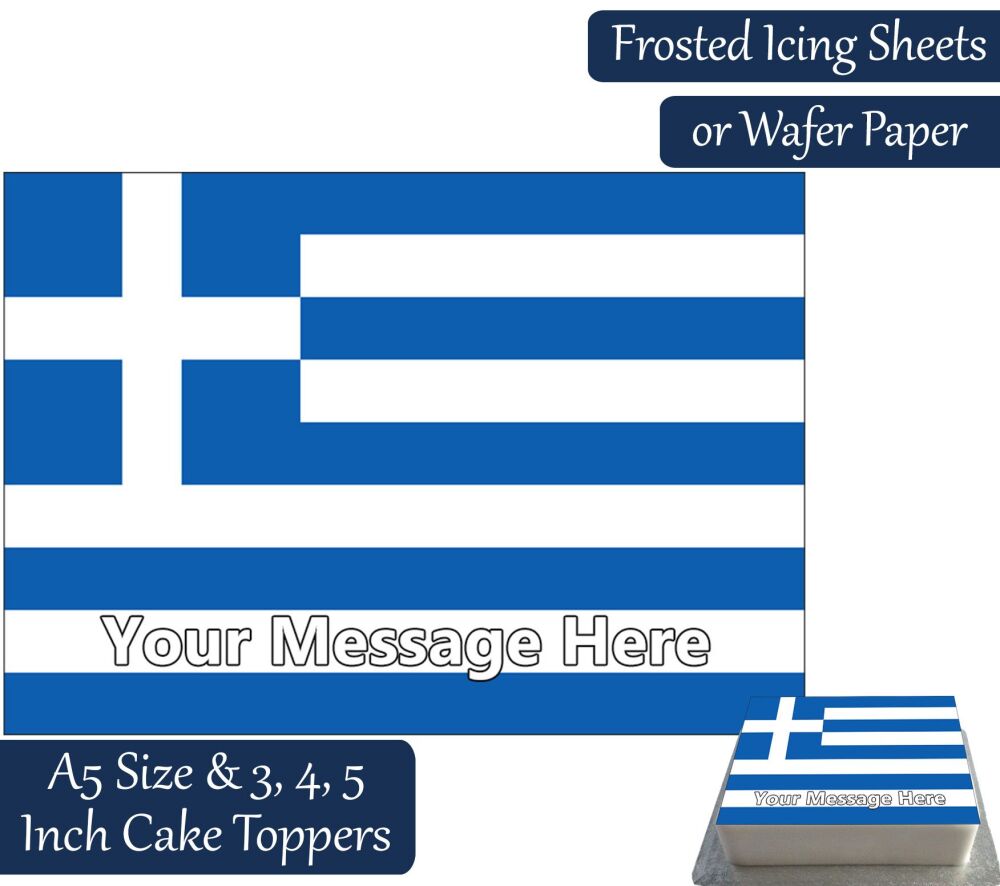 Greece Flag A5 Rectangular Personalised Cake Topper