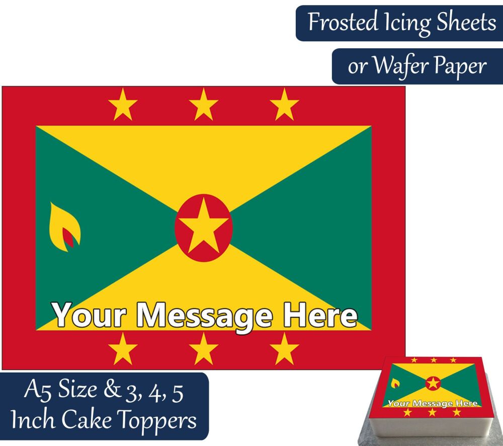 Grenada Flag A5 Rectangular Personalised Cake Topper