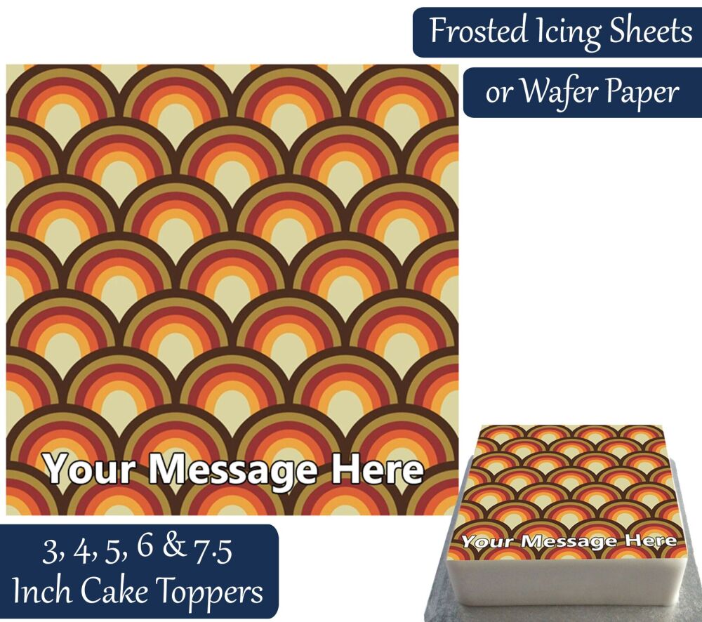 Groovy Cake Wrap Square Personalised Cake Topper