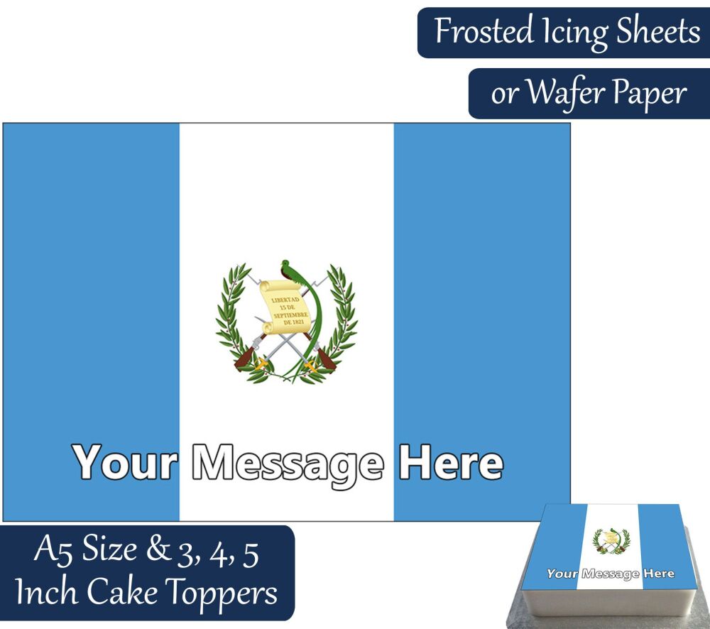 Guatemala Flag A5 Rectangular Personalised Cake Topper