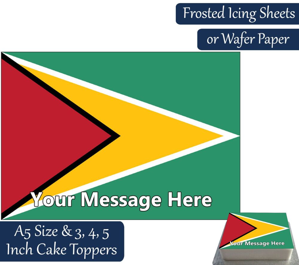 Guyana Flag A5 Rectangular Personalised Cake Topper