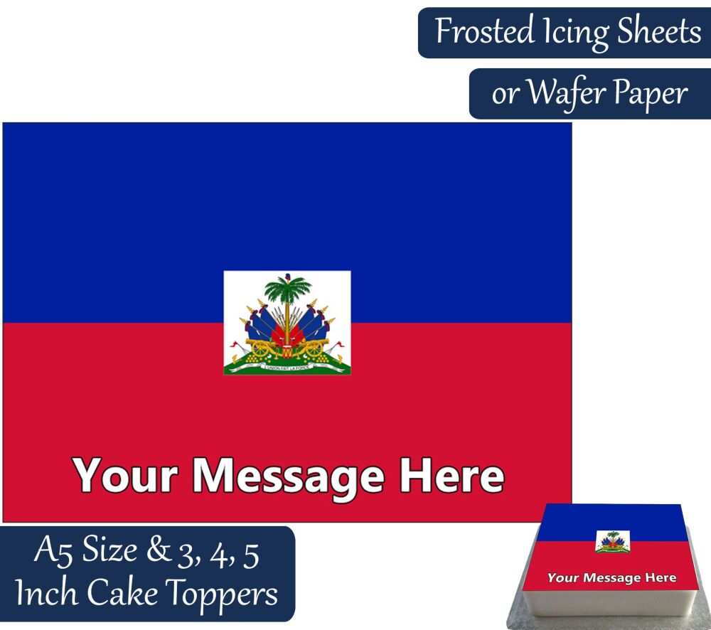 Haiti Flag A5 Rectangular Personalised Cake Topper