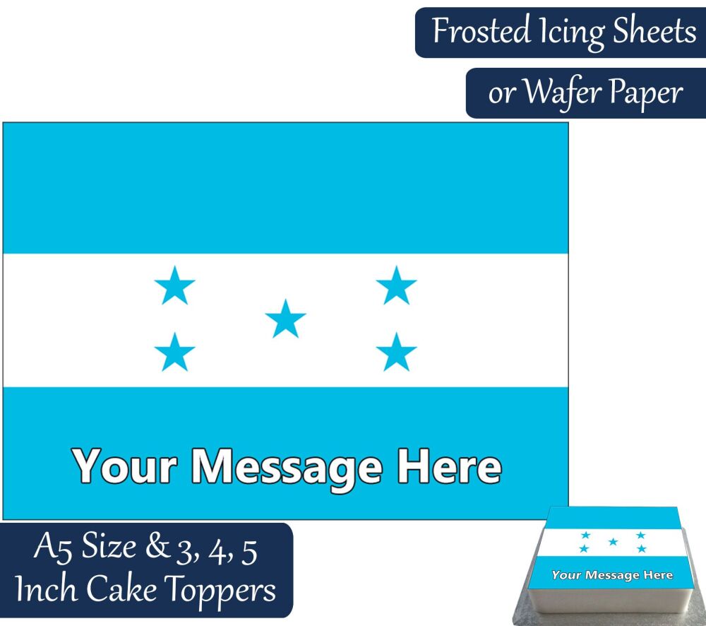 Honduras Flag A5 Rectangular Personalised Cake Topper