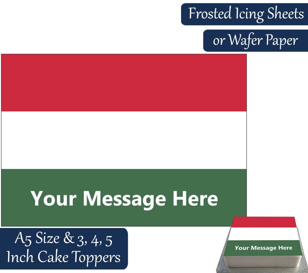 Hungary Flag A5 Rectangular Personalised Cake Topper