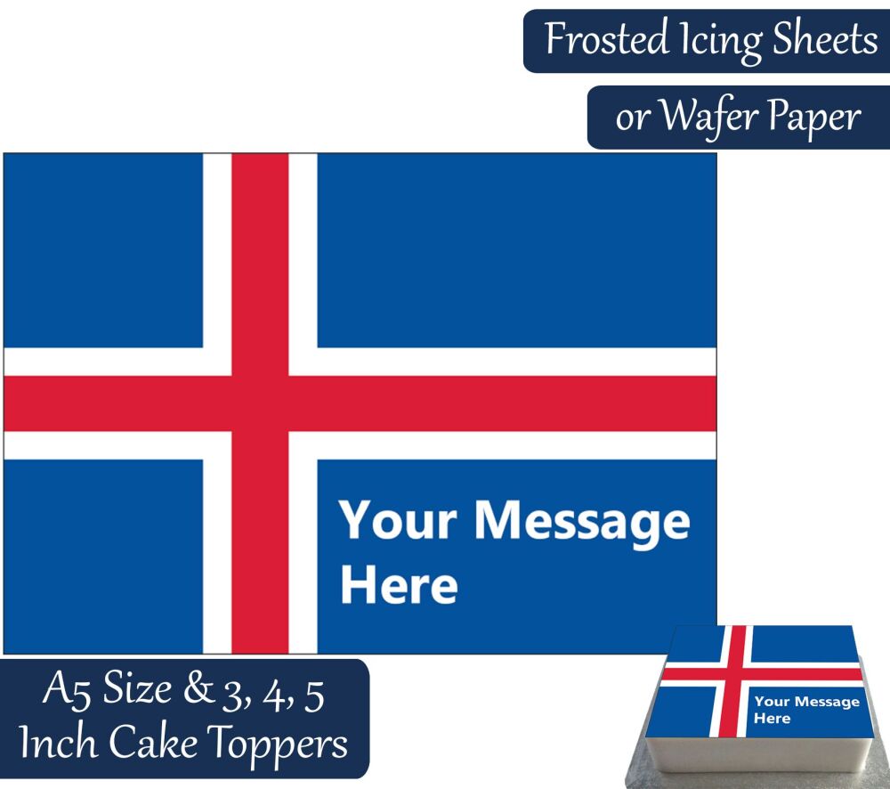 Iceland Flag A5 Rectangular Personalised Cake Topper
